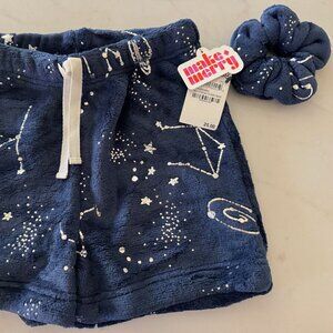 NWT Tucker + Tate Kids' Fleece Pajama Shorts with Scrunchie (Big Girl Med 8-10)